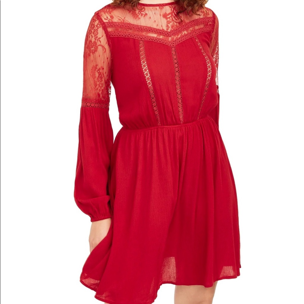 NWT American rag Cie burgundy lace bubble sleeve dress